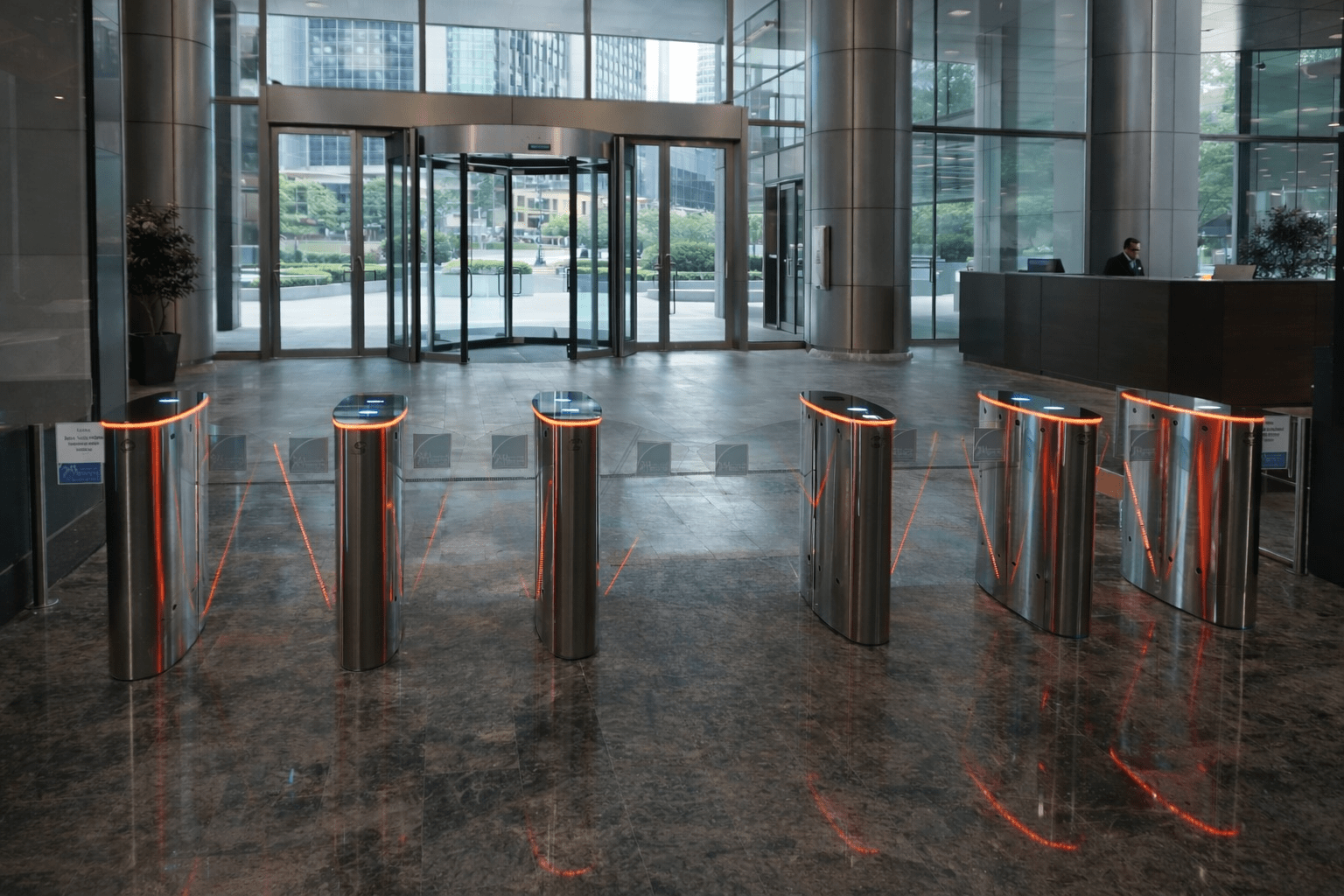 Installation of a fast-pass turnstile at the holding company entrance.